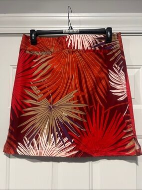 Vintage Gap Sz 12 Bold Red Tropical Print Skirt Resort Cruise Vacation Beach